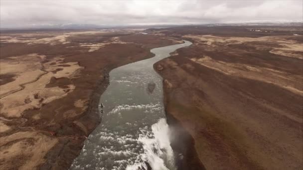 Aerial Gargantuan Gullfoss Waterfall Islanda — Video Stock