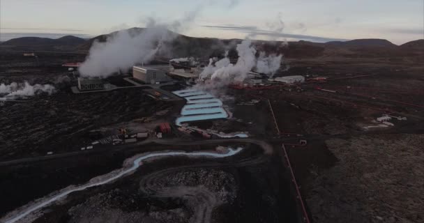 Letecký Provoz Geotermální Elektrárny Islandu — Stock video
