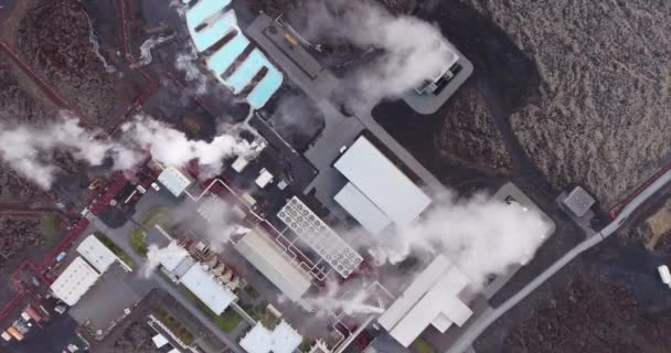 Luchtfoto Van Een Geothermische Centrale Ijsland — Stockvideo