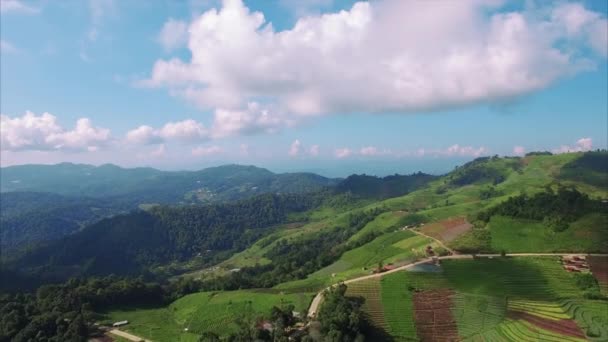 Thailand Chiang Mai Panning Left Acsending View Hilly Terrain — Stock Video