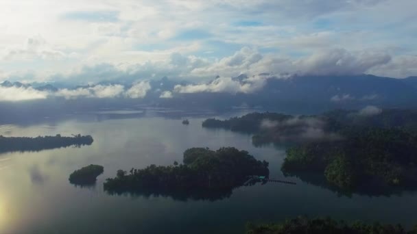 Ban Wang Khon Surat Thani Durch Wolken Inseln Bootsanlegestelle — Stockvideo