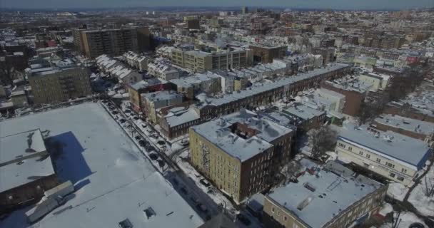 Weehawken Snow 2016 Aerial View Buildings — стокове відео