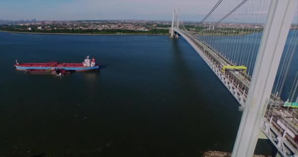 Antenn Från Verrazanobron Nyc — Stockvideo