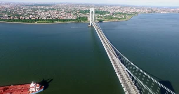 Nyc Aerial Shot Flying Next George Washington Bridge — стокове відео