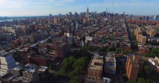 New Yorker Luftaufnahmen Fliegen Von Downtown Nach Uptown Und Betrachten — Stockvideo