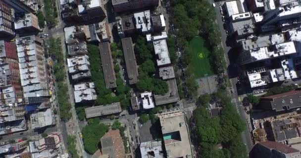 Nyc Aerial Look Abbattuto Sopra Gli Alberi Gli Edifici — Video Stock