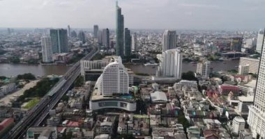 Bangkok, Tayland 'daki Skyline ve River' ın Hava Görüntüleri