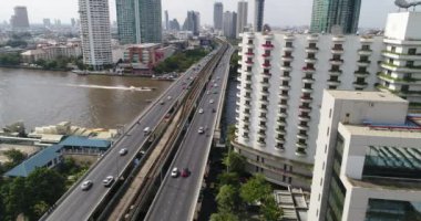 Bangkok, Tayland 'daki Meşgul Caddelerin Hava Görüntüleri