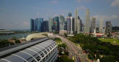 Aerial of One Raffles Link, Esplanade Theatre ve Singapur Skyline