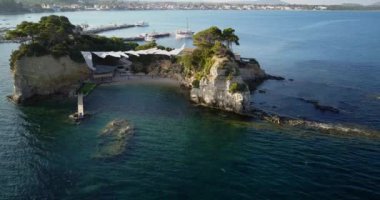 Zakynthos Yunanistan 'daki Cameo Adası Plaj Kulübü' nün Hava Görüntüleri