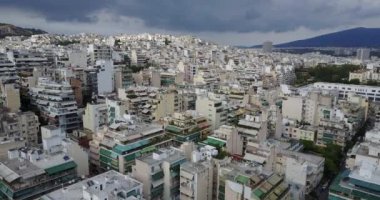 Atina 'nın yukarıdan panoramik manzarası, Yunanistan.