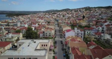 Yunanistan 'ın Zakyntos kentindeki Bir Kıyı Köyünün Hava Görüntüsü