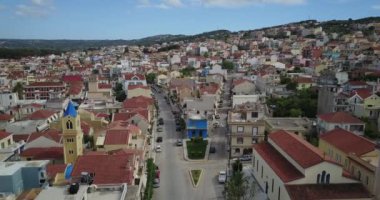 Yunanistan 'ın Zakyntos kentindeki Bir Kıyı Köyünün Hava Görüntüsü