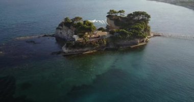 Zakynthos Yunanistan 'daki Cameo Adası Plaj Kulübü' nün Hava Görüntüleri