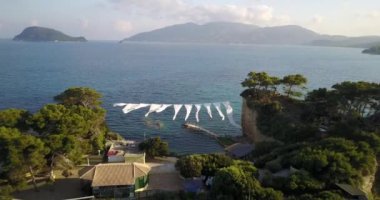 Zakynthos Yunanistan 'daki Cameo Adası Plaj Kulübü' nün Hava Görüntüleri