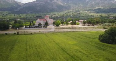 Kefalonia, Yunanistan 'daki Bir Kilisenin Hava Aracı Görüntüsü