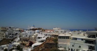 Santorini, Yunanistan 'daki Köy' deki Pastel Binalarının Hava Görüntüleri