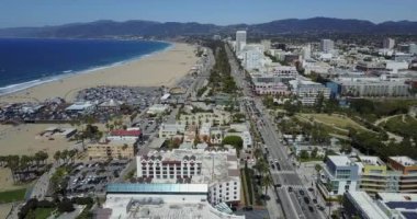 Santa Monica, Kaliforniya 'daki Plajın Hava Görüntüleri