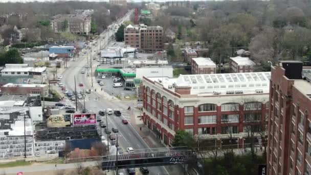 Atlanta Georgia Şehir Merkezindeki Hava Perspektifinden Gökdelenler Tarihi Mimarinin Birleşimiyle — Stok video