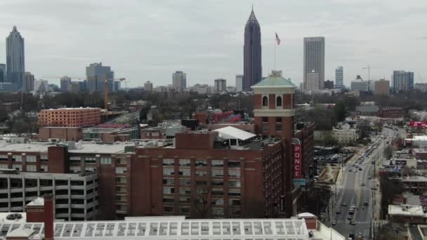 Повітряної Точки Зору Центрі Атланти Штат Джорджія Представлений Динамічний Міський — стокове відео