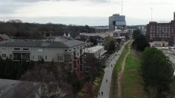 Perspektywy Lotniczej Centrum Atlanty Georgii Prezentuje Dynamiczny Krajobraz Miejski Charakteryzujący — Wideo stockowe