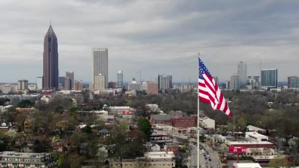 Atlanta Georgia Şehir Merkezindeki Hava Perspektifinden Gökdelenler Tarihi Mimarinin Birleşimiyle — Stok video