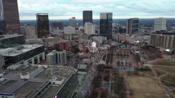Воздушной Точки Зрения Центр Атланты Штат Джорджия Представляет Собой Динамичный — стоковое видео