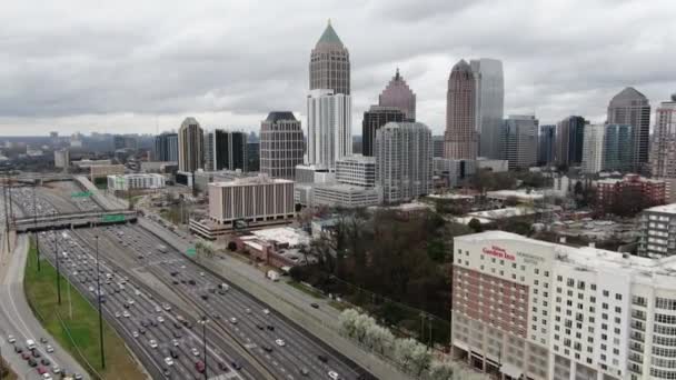 Воздушной Точки Зрения Центр Атланты Штат Джорджия Представляет Собой Динамичный — стоковое видео
