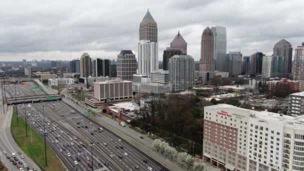 Från Ett Flygperspektiv Centrala Atlanta Georgien Presenterar Ett Dynamiskt Stadslandskap — Stockvideo