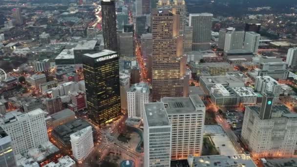 Atlanta Georgia Şehir Merkezindeki Hava Perspektifinden Gökdelenler Tarihi Mimarinin Birleşimiyle — Stok video