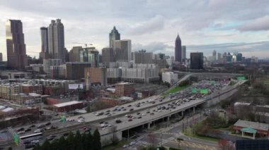 Aerial of Busy Highway Surrounding Downtown Atlanta, Georgia