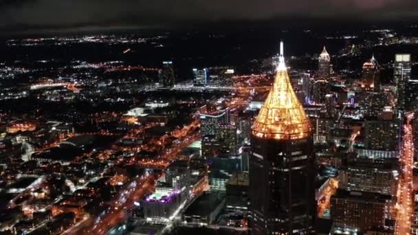 Aerial Downtown Atlanta Georgia Night — Vídeos de Stock