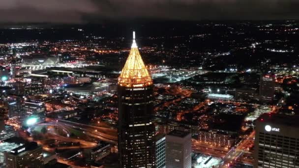 Aerial Downtown Atlanta Γεωργία Νύχτα — Αρχείο Βίντεο