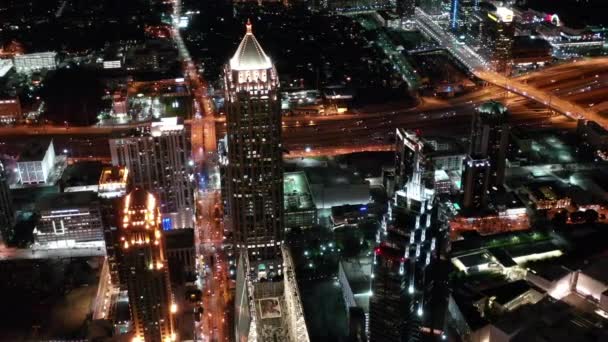 Aerial Downtown Atlanta Georgia Night — ストック動画