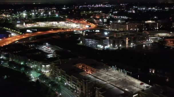 Aerial Downtown Atlanta Georgia Night — стоковое видео
