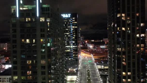 Aerial Downtown Atlanta Georgia Night — Stok video