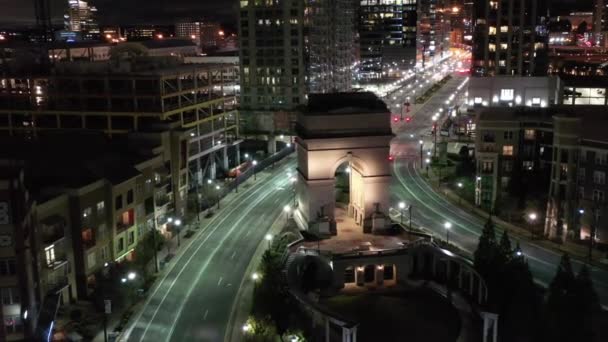 Aerial Downtown Atlanta Γεωργία Νύχτα — Αρχείο Βίντεο