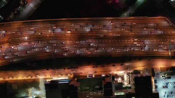 Flygning Från Atlanta Centrum Georgia Natten — Stockvideo