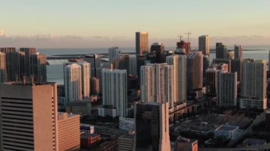 Şehir merkezinin havası Miami, Florida Sunset 'te.