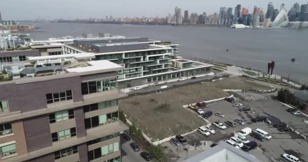 New Jersey Port Imperial Ban Lévő Nyc Skyline Condos Légi — Stock videók