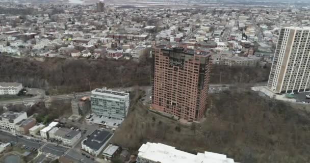 Aerial Riello Condominiums Edgewater New Jersey — Αρχείο Βίντεο
