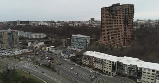 Aerial River Road Edgewater New Jersey — Αρχείο Βίντεο