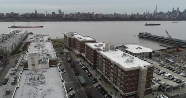 Aerial Riverwalk Place West New York New Jersey — стоковое видео