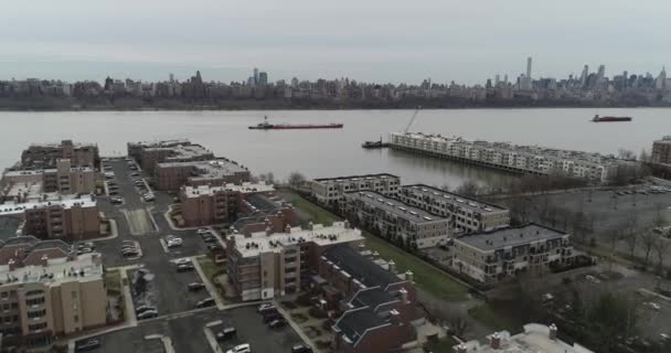 Letadlo New York Skyline Edgewater New Jersey — Stock video