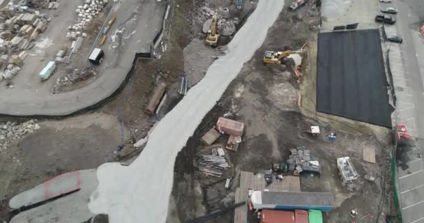 ニュージャージー州エッジウォーターの建設現場の航空 — ストック動画
