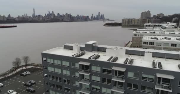Osztriga Rezidencia Levegője Edgewater Kikötőben New Jerseyben — Stock videók
