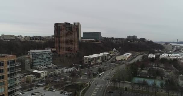 Aerial River Road Edgewater New Jersey — Stock Video