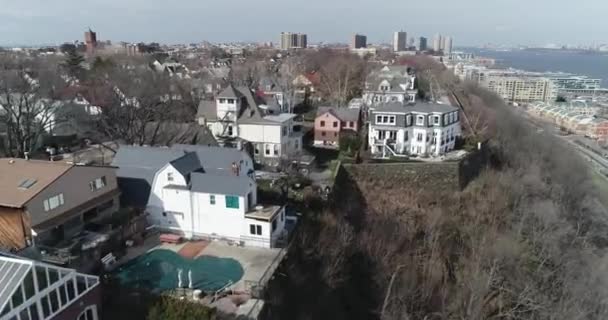 Aerial Beautiful Cliffside Homes Weehawken New Jersey Février 2018 — Video
