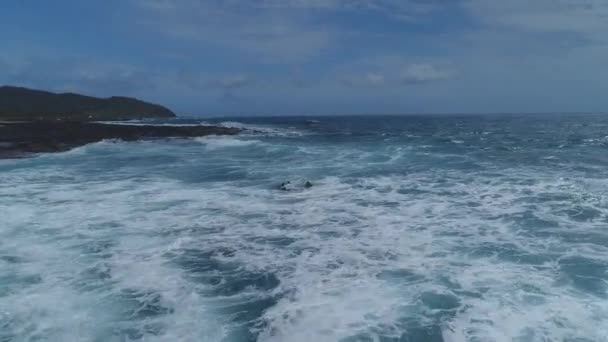 ハワイ州オアフ島の海洋波の空中 — ストック動画