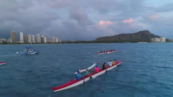 Aerial Longboats Oahu Χαβάη — Αρχείο Βίντεο